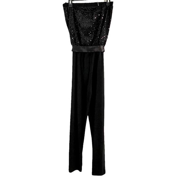 B Darlin Y2K Black Strapless Sequin Top Jumpsuit, Juniors Size 9/10 - Picture 2 of 11